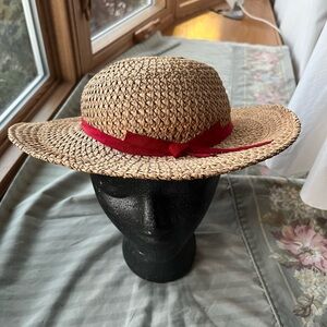 Stylish Women's Straw Hat with Red Ribbon